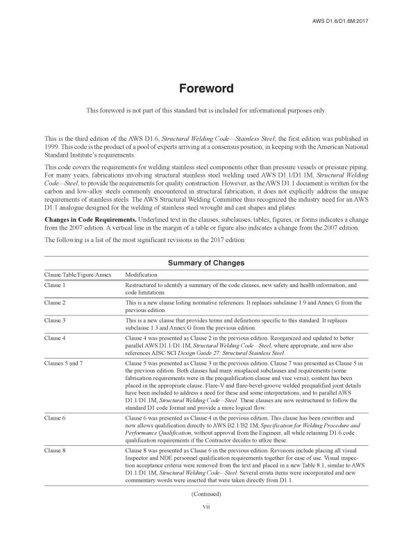 AWS D1.6/D1.6M:2017 Structural Welding Code - Stainless Steel