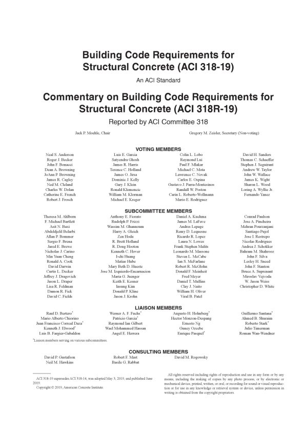 ACI 318-19 Building Code Requirements for Structural Concrete and Commentary