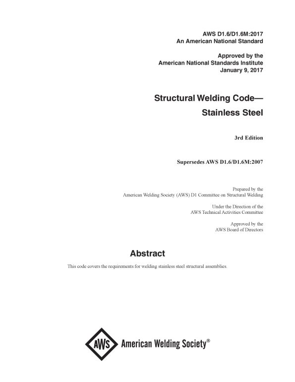 AWS D1.6/D1.6M:2017 Structural Welding Code - Stainless Steel